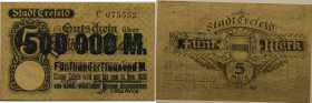Banknoten, Deutschland / Germany. Notgeld Crefeld, Inflation. 500 000 Mark 1923. II