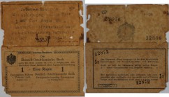 Banknoten, Deutsche Kolonien. 1 Rupie 1916,1917. Pick 0928 a, 0936 b. 2 Stück. IV
