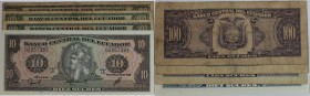 Banknoten, Ecuador. 10 Sucres, 3 x 100 Sucres 1980-88. 4 Stück. I, IV
