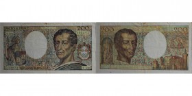 Banknoten, Frankreich / France. 200 Francs 1992. P.88e. II
