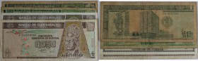 Banknoten, Guatemala. ½ Quetzal 1989 P.65, ½ Quetzal 1996 P.96, 1 Quetzal 1991 P.73, 1 Quetzal 1998 P.99. 4 Stück. I-II-III