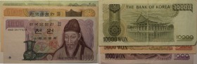 Banknoten, Korea, Süd / South Korea. 1000,5000,10000 Won 1975-2000. II-III