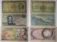 Banknoten, Luxemburg. 10 Francs 1954, P.48a, 20 Francs 1966, P.54a, 100 Francs 1981, P.14a. 3 Stück. III-IV