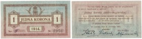 Banknoten, Polen / Poland. Lokale polnisch - russische Banknoten. Lviv. Stadtregierung. 1 Korona 1914. R-15738. XF
