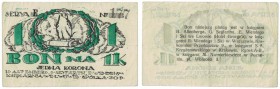 Banknoten, Polen / Poland. Lokale polnisch - russische Banknoten. Lviv. Buchhandlung von Altenberg. 1 Korona 1919. R-15755. VF