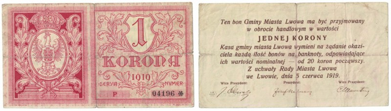 Banknoten, Polen / Poland. Lokale polnisch - russische Banknoten. Lviv. Stadtreg...
