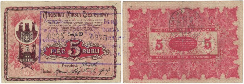 Banknoten, Polen / Poland. Lokale polnisch - russische Banknoten. Czestochow. Ma...