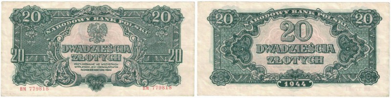 Banknoten, Polen / Poland. 20 Zlotych 1944. Pick: 112. VF-XF