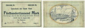 Banknoten, Polen / Poland. Lokale polnisch - russische Banknoten. Tilsit. Sovetsk. Magistrat. 500 000 Mark 1923. R-13089. VF