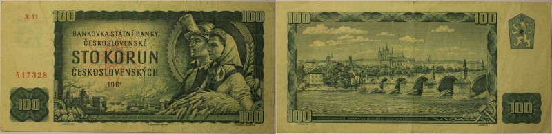 Banknoten, Tschechoslowakei / Czechoslovakia. 100 Korun 1961. P.91. I