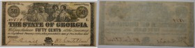 Banknoten, USA / Vereinigte Staaten von Amerika, Obsolete Banknotes. State of Georgia Notes. Milledgeville. 50 Cents Banknote 1863. II