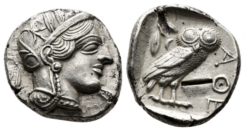 (Silver 17.03g. 25mm) ATTICA. Athens. Tetradrachm (Circa 454-404 BC). AR
Helmet...