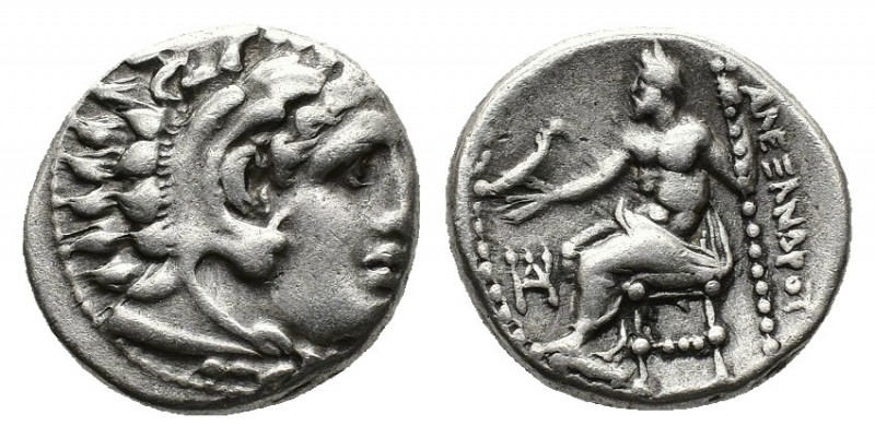 (Silver.4.21g. 17 mm) Kingdom of Macedon. Alexander III 'the Great' AR Drachm. c...