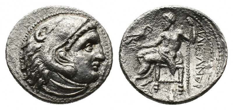 (Silver. 3.91 g. 19 mm) Kingdom of Macedon. Alexander III 'the Great' AR Drachm....