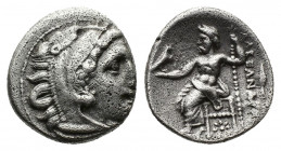 (Silver. 3.85 g. 18 mm) Kingdom of Macedon. Alexander III 'the Great' AR Drachm. circa 320-301 BC. 
Head of Herakles right, wearing lion skin headdre...