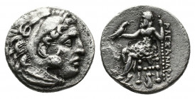 (Silver, 4.01 g. 18mm) Kingdom of Macedon. Alexander III 'the Great' AR Drachm. circa 320-301 BC. 
Head of Herakles right, wearing lion skin headdres...
