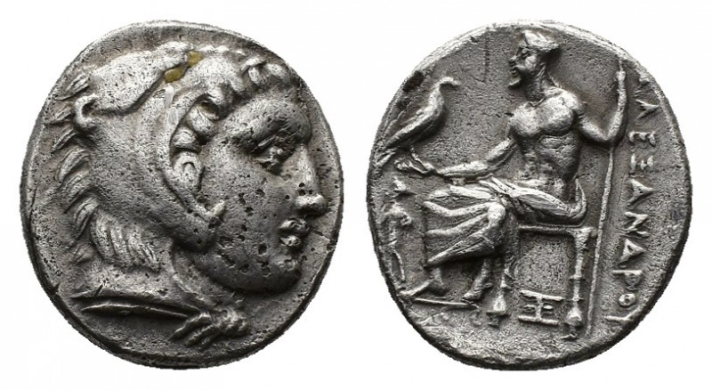 (Silver. 4.07 g. 16 mm) Kingdom of Macedon. Alexander III 'the Great' AR Drachm....