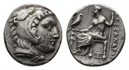 (Silver. 4.07 g. 16 mm) Kingdom of Macedon. Alexander III 'the Great' AR Drachm. circa 320-301 BC. 
Head of Herakles right, wearing lion skin headdre...