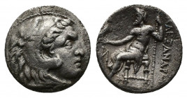(Silver. 3.90 g. 19mm) Kingdom of Macedon. Alexander III 'the Great' AR Drachm. circa 320-301 BC. 
Head of Herakles right, wearing lion skin headdres...