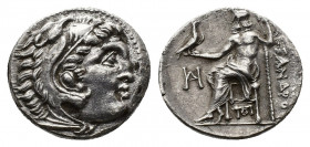 (Silver. 4.25g. 19mm) Kingdom of Macedon. Alexander III 'the Great' AR Drachm. circa 320-301 BC. 
Head of Herakles right, wearing lion skin headdress...