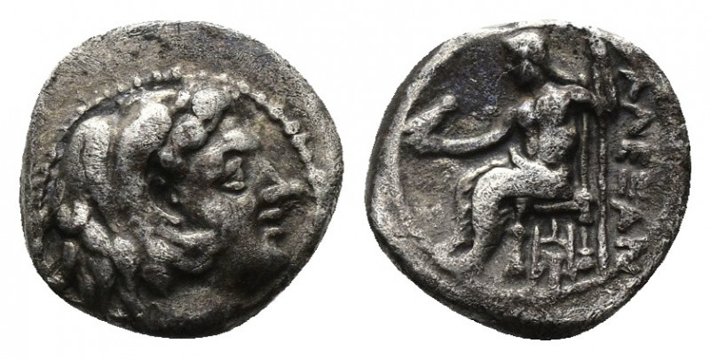 (Silver. 0.66g, 9mm) Kingdom of Macedon. Alexander III AR Obol. Babylon c. 325-3...