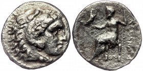 KINGS of MACEDON (Silver, 3.36g, 18 mm) Alexander III 'the Great', 336-323 BC. AR Drachm
Obv: Head of Herakles right, wearing lion's skin.
Rev: Zeus...