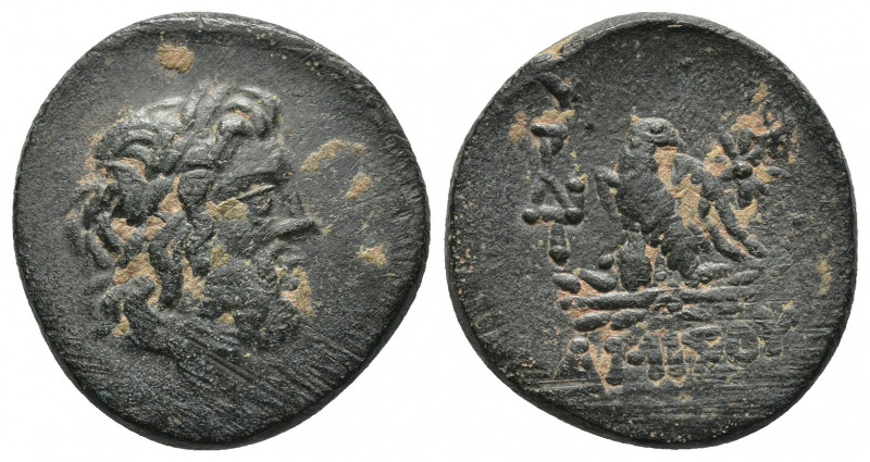 (Bronze. 6.91g. 23mm) PONTOS. Amisos. Ae (Circa 85-65 BC).
Laureate head of Zeu...