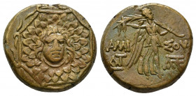 (Bronze. 8.64g. 21mm) Pontos, Amisos.Time of Mithradates VI, c. 120-63 BC.
Aegis with Gorgoneion in centre.
Rev. Nike advancing right holding wreath...