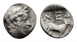 (Silver. 0.55g. 9mm) Troas. Neandria circa 400-300 BC. Obol AR
Laureate head of Apollo to right
Rev: NEA, ram standing right.
SNG Copenhagen 446; S...
