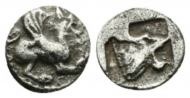 (Silver. 0.49g. 10mm) Troas, Assos AR Obol. 5th C. BC. 
Griffin right. 
Rev: Lion’s head right, within incuse square. 
Weber 5318; Traité pl. CLXII...