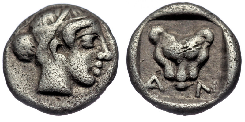 (Silver. 0.41g.8mm) Troas. Antandros circa 440-400 BC. Hemiobol AR
Female head ...