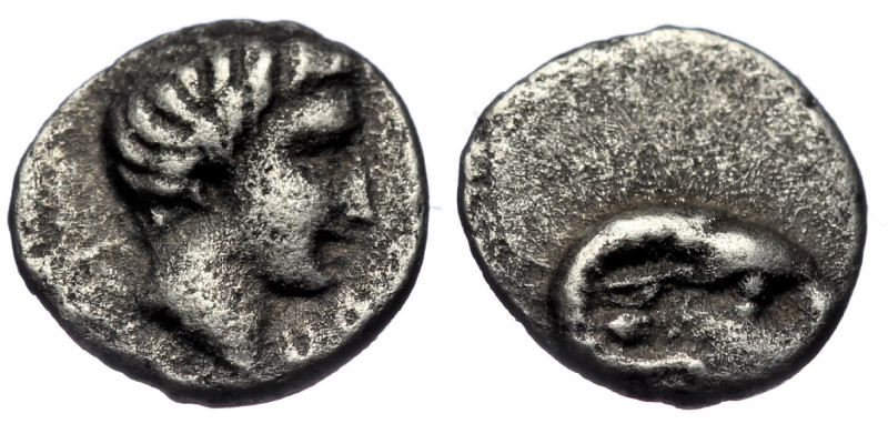 (Silver. 0.36g. 8mm) Troas, Kebren, c. 387-310 BC. AR Obol 
Ram’s head right. ...