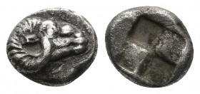 (Silver. 1.26g. 11mm) Troas. Kebren 500 BC. Diobol AR
head of ram right / Quadripartite incuse square.
SNG Copenhagen 254-5.