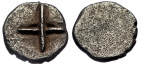 (Silver.0.26g. 7mm) Western Asia Minor. Uncertain mint circa 500-400 BC. Obol AR
cross form
Rev: blank