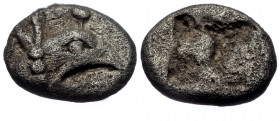 (Silver. 0.27g. 6mm) IONIA. Phokaia. Tetartemorion (Circa 530-510 BC).
Head of griffin right.
Rev: Quadripartite incuse square.
SNG Copenhagen Supp...