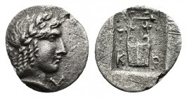 (Silver. 1.27g. 15mm) Lycia. Kragos. Lycian League circa 35-30 BC. Hemidrachm AR
Head of Apollo right, wearing taenia,
Troxell Period IV, Series 4, ...