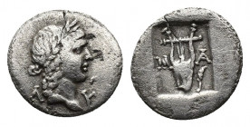 (Silver. 1.49g. 15mm) Lycia. Masikytes. Lycian League circa 35-30 BC. Hemidrachm AR
Diademed head of Apollo right,
Rev: kithara, within incuse squar...