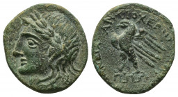 (Bronze. 3.92g. 20mm) CARIA. Antioch. Ae (2nd century BC).
Laureate head of Apollo left.
Rev: ANTIOXEΩN TΩN ΠPOΣ MAIANΔPΩ./ Eagle, with wings spread...