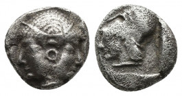 (Silver. 1.22g. 10mm) Mysia. Lampsakos circa 500-450 BC. Obol
Female janiform head.
Rev: Helmeted head of Athena left within incuse square.
SNG BnF...