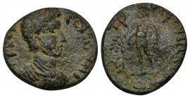 ASIA MINOR, unreaserched coin AE19 (Bronze, 3.47g, 19mm)
Obv: Legend obscure - bareheaded bust right
Rev: Apollo (?) standing right holding branch a...