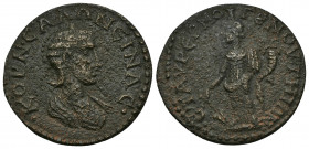 IONIA, Teos AE27 (Bronze, 5.61g, 27mm) Salonina (253-268) Diassarion, Strategos: Aur Emogenos
Obv: KOPN CAΛωNЄINA C - Drabped bust of Salonina right,...