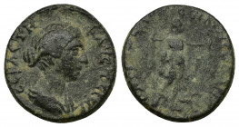 LYDIA, Saitta AE17 (Bronze, 2.78g, 17mm) Faustina II (Augusta, 147-176), Fl. Herk(y)lanos, archon.
Obv: ΦAVCTEINA CEBACTH - Diademed and draped bust ...