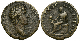 BITHYNIA, Nicaea AE26 (Bronze, 10.23g, 26mm) Marcus Aurelius (Caesar (138-161)
Obv: M AVPHΛION KAIΣΑΡ - Bare head right
Rev: IΠΠΑΡΧΟⳞ ΝΙΚΑΙΕΩΝ - Hip...