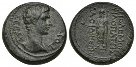 PHRYGIA, Laodicea ad Lycum AE19 (Bronze, 7.60g, 19mm) Augustus (27BC-14AD) Magistrate: Zeuxis (philalethes) 
Obv: ΣΕΒΑΣΤΟΣ - laureate head of Augustu...