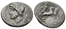 GENS MEMMIA AR Denarius (Silver. 3.74g, 19mm) 106 BC Rome. 
Obv: Laureate head of Saturn on the left, behind scythe, in front of the letter: o, behin...