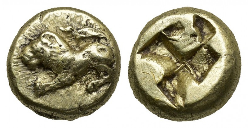 (Gold/Electrum. 2.61g. 10mm) IONIA, Phokaia. Circa 625/0-522 BC. EL Hekte 
Lion...