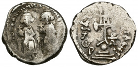 Heraclius, with Heraclius Constantine, 610-641. Hexagram (Silver, 6.72 g, 22mm), Constantinopolis (615-638) 
Obv: d N ҺЄRACLIЧS ЄT ҺЄRA CONSTA - Hera...