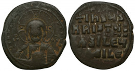 Basil II & Constantine VIII (ca 976-1025) AE33 Follis (Bronze, 13.62g, 33mm) Class A2, Anonymous Follis, Constantinople. 
Obv: +EMMA-NOVHΛ/ IC XC - B...