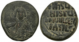 Basil II & Constantine VIII (ca 976-1025) AE28 Follis (Bronze, 10.40g, 28mm) Class A2, Anonymous Follis, Constantinople. 
Obv: +EMMA-NOVHΛ/ IC XC - B...