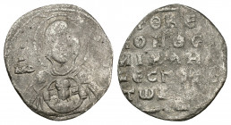 Michael VII Ducas )1071-1078= 1/3 Miliaresion (Silver, 0.89g, 18mm) Constantinopolis. 
Obv: Bust of the Virgin facing, nimbate, wearing pallium and m...